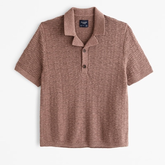 Abercrombie & Fitch Other - Abercrombie & Fitch Men's Camp Collar Cropped 2-Button
Sweater Polo Brown Sz XS